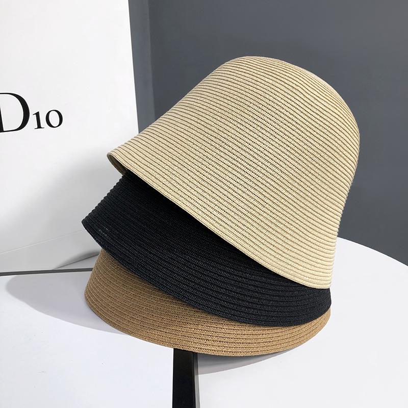 2025 Women's Trendy Summer Fisherman Hat: Sun-Protective, Foldable Straw Bucket Hat in Japanese Style.