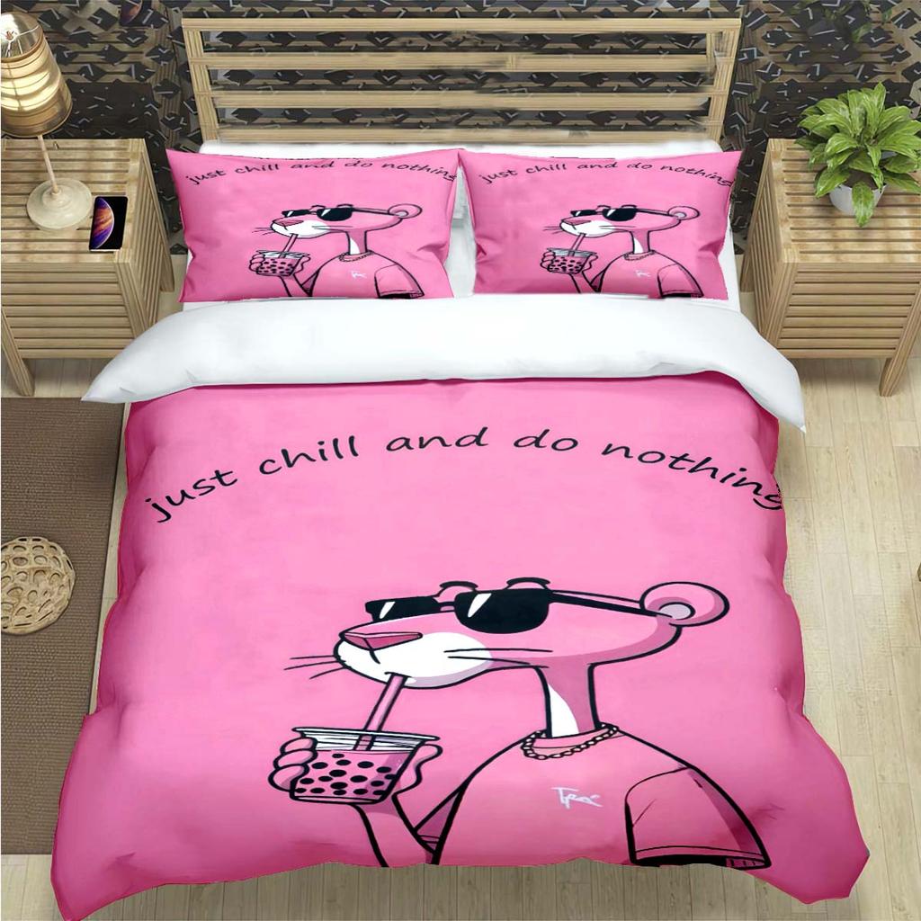 Comforter Crayon Pinkpanther Print Bedding Sets Bed Supplies Set Comforter Set Teens Girls Cartoon Twin Single Kid Gift