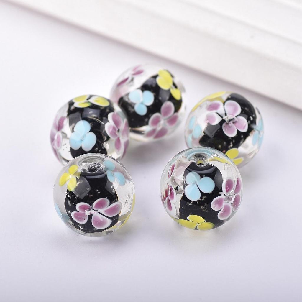 2 buc 20mm Margele Rotunde Mari Handmade Floare Lampwork Sticlă Margele Libere pentru Accesorii de Fabricare Bijuterii DIY Artizanat Descoperiri