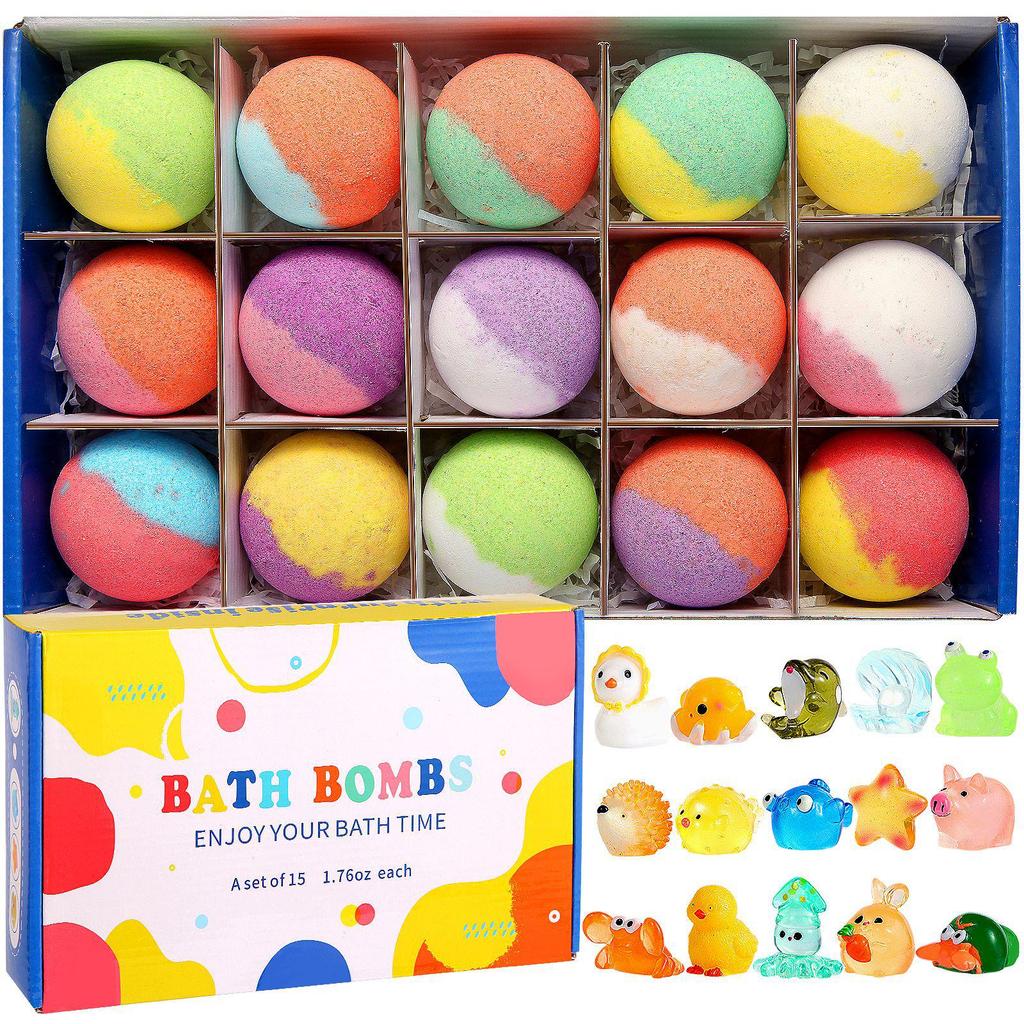 Glow-in-the-Dark Kids Bath Bomb Set with Surprise Toy - Perfect Christmas Gift for Boys and Girls