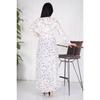 Long Hijab Elastic Waist And Embroidered Dress / Blue Flower Embroidery (brode) Slim Fit Buy A Larger Size