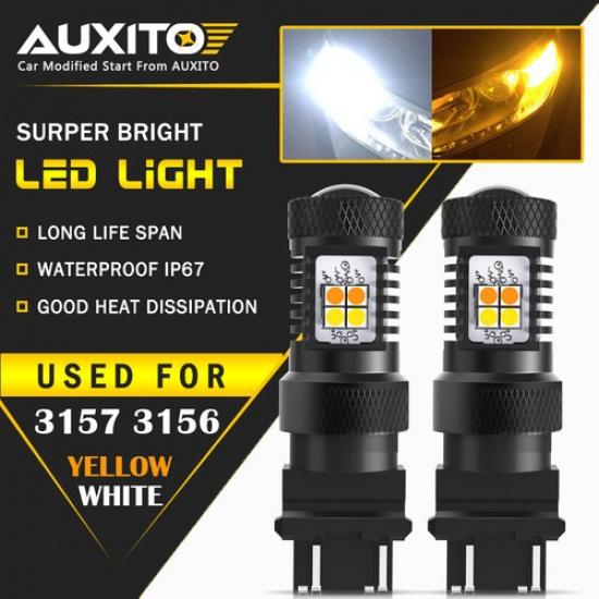 AUXITO 3157 LED Switchback Dual Color White Yellow Amber Turn Signal Light 16K A