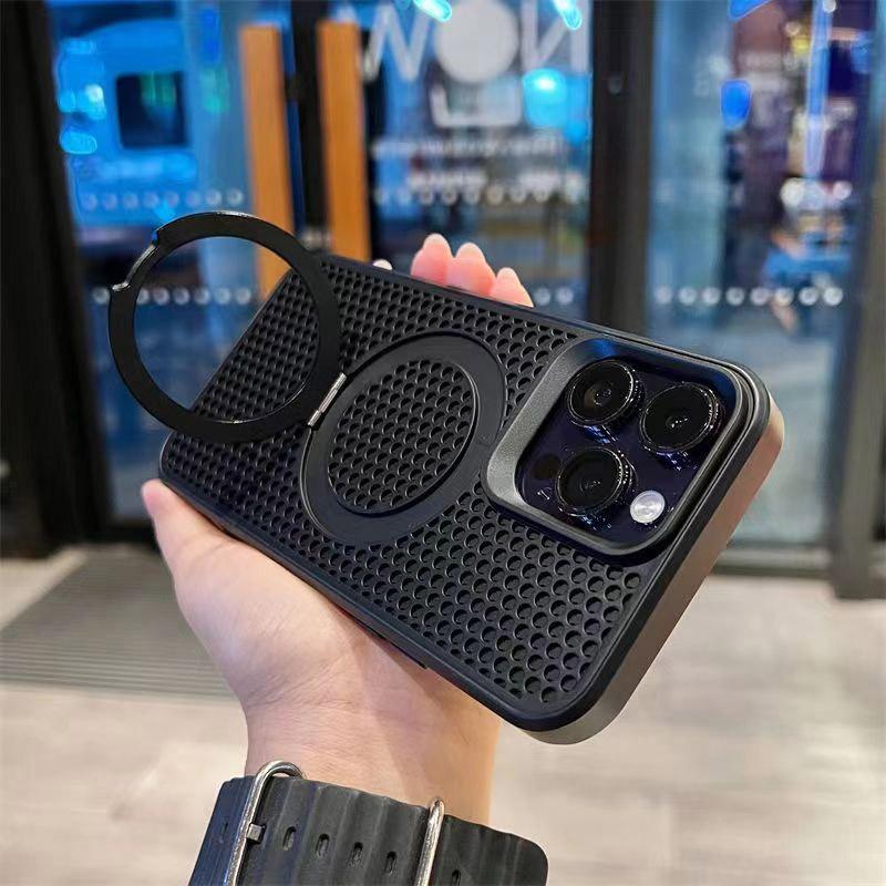 

Чехол для iPhone 14 Pro, совместимый с MagSafe, PC+TPU, с подставкой Black