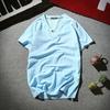 Men T-shirt Short Sleeves V Neck Button Solid Color Slim Fit Cotton Linen Summer Casual Male Tee Shirt Top Daily Wear