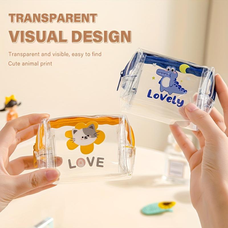 Transparent PVC Mini Portable Storage Bag Multifunctional Cute Animal Print Purse For Travel