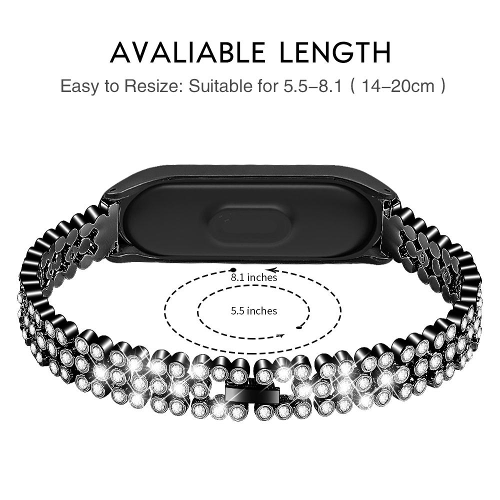 

Rhinestone Decor Metal Watchband for Xiaomi Mi Band 4/3 Gold