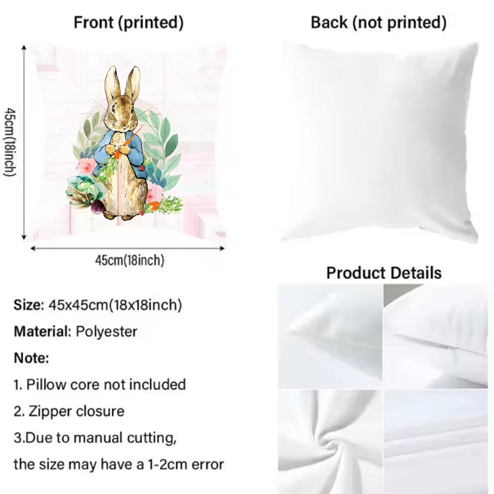 P-Peter Rabbit printing Cushion Cover 2-in-1 Reversible Plush Pillow Cover | Car/Sofa/Bed | Perfect Gift