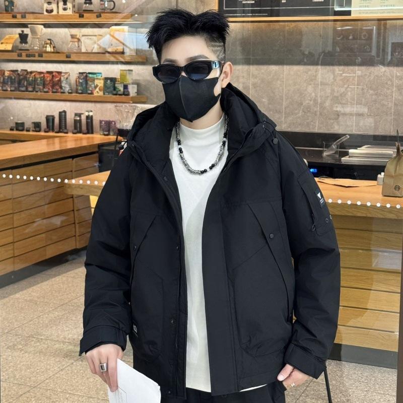 Winter Workwear Hooded Down Jacket Men's Trend 2025 Loose Outdoor Function Warm Duck Down Jacket Men's Cotton Clothes