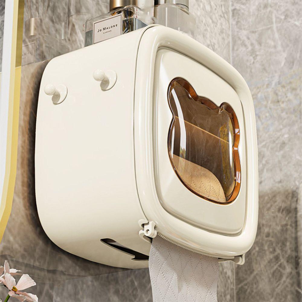 No Punch Toilet Paper Box Wall Mounted Washcloth Storage Box Durable Roll Paper Tube Box  Bathroom