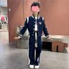 Girls Casual Western Style Suit Middle and Big Children Stylish Korean Color Matching Top Trousers Two-Piece Set