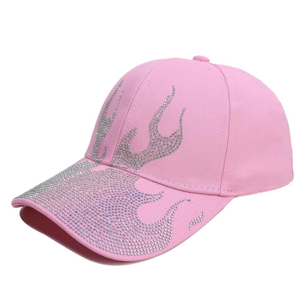 Flame Hot-Fix Rhinestone Denim Baseball Cap - Sun Protection Outdoor Fashion Hat