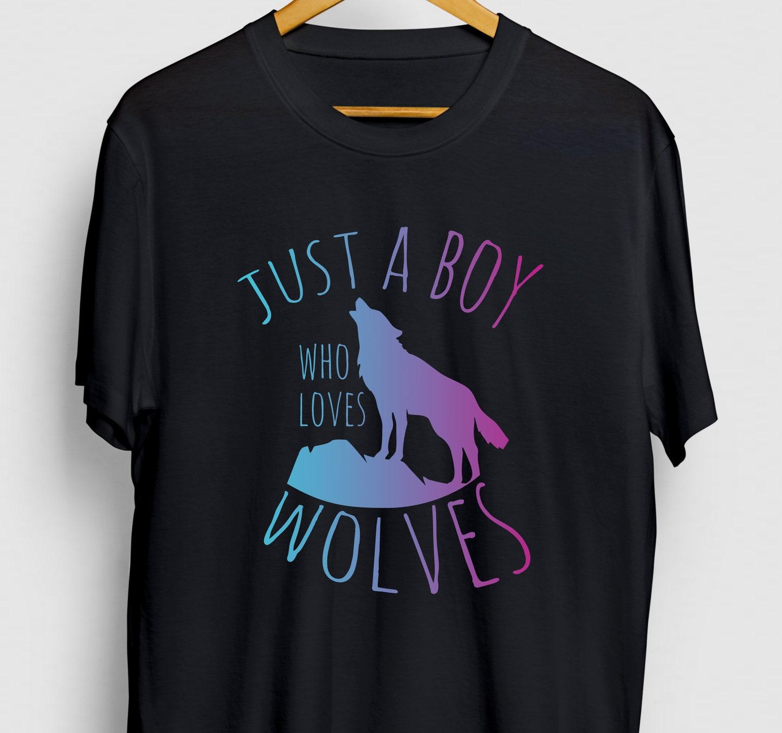 Funny Wolves Graphic Tee: Just A Boy Who Loves Wolves 4XL