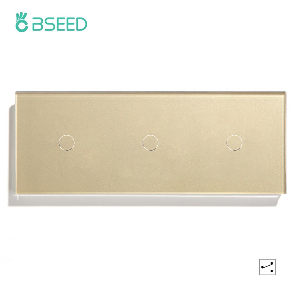 BSEED 1/2/3Gang Touch Light Switches 1/2/3Way Pass Through For Stairs Plus Wall Power Sockets USB Type-c Ports 2.1A EU Standard