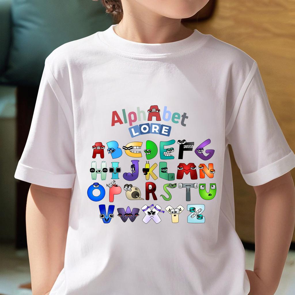Alphabet Lore Anime Game TShirts Boys Girls Summer ONeck Short Sleeve Tee Alphabet Graphic Kids T Shirts Childrens Clothing