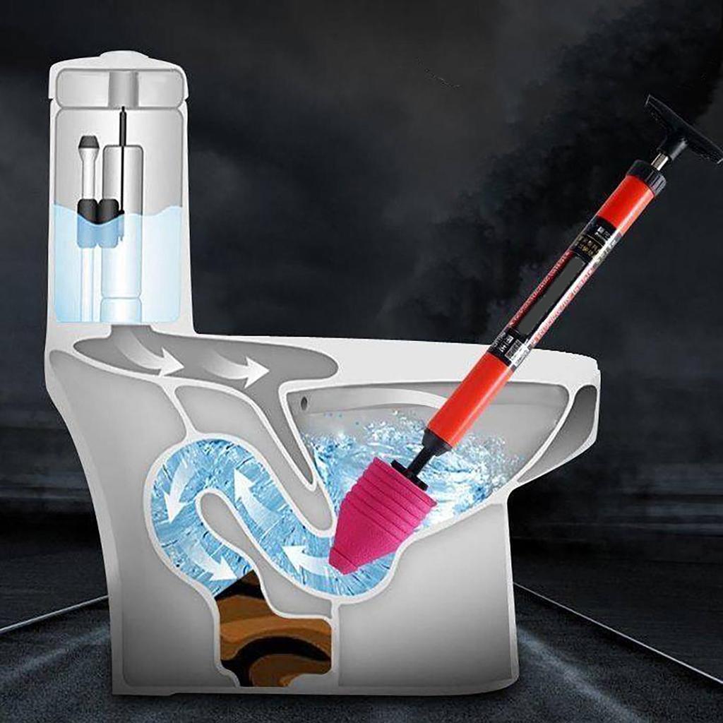 Avblokkering av høytrykkstoalett, Toalettstempelsett, One Shot Toalettrørstempel, Luftstempel for toalett, Gulvavløp, Tett rør