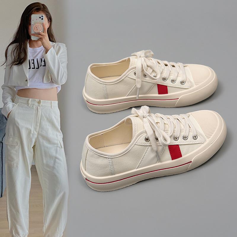 

Casual canvas shoes women s 2025 summer new breathable lace-up color matching nylon versatile low-top sports board shoes women s tide 40 червоний