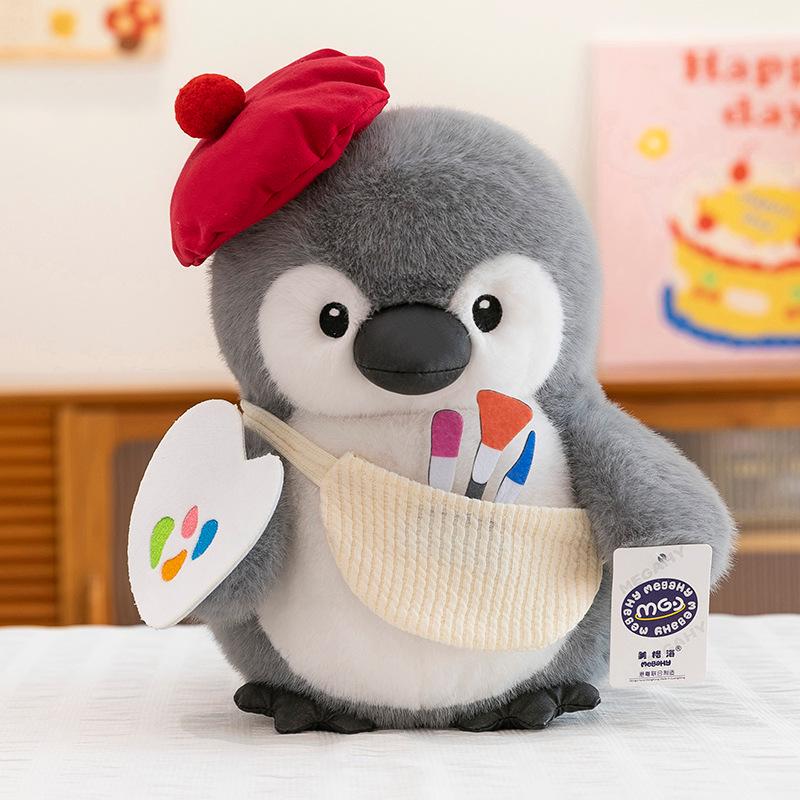 Adorable Penguin Chef Plush Holding Fish - Stuffed Toy & Gift