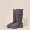 New Women's Long Snow Boots with Added Fleece and Thickened High-top Cotton Shoes