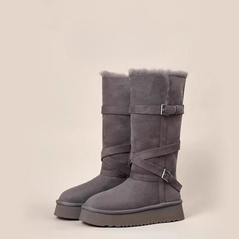 New Women's Long Snow Boots with Added Fleece and Thickened High-top Cotton Shoes