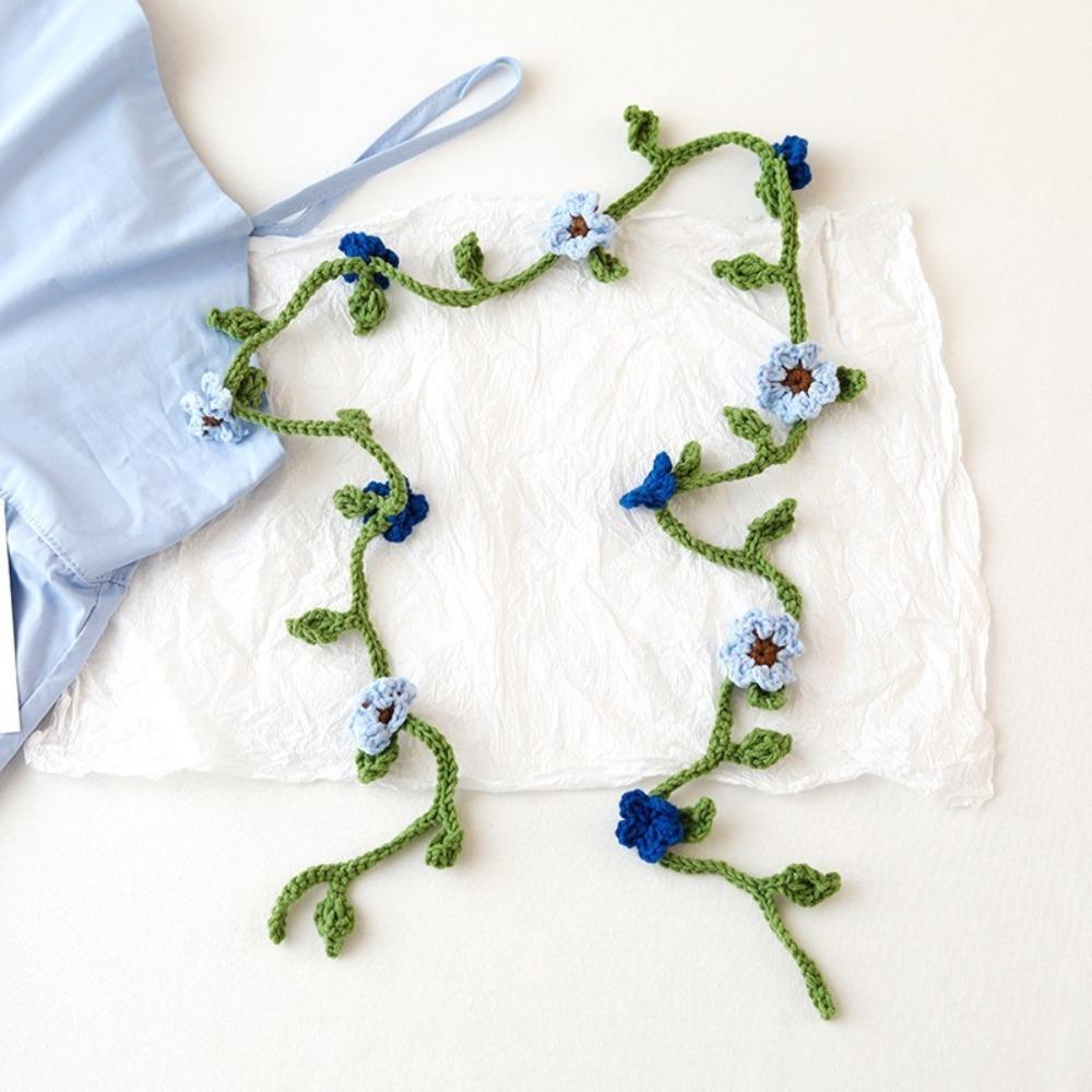 Long Narrow Knitted Scarf Handmade Fresh Scarf New Rose Flower Shawl  Women