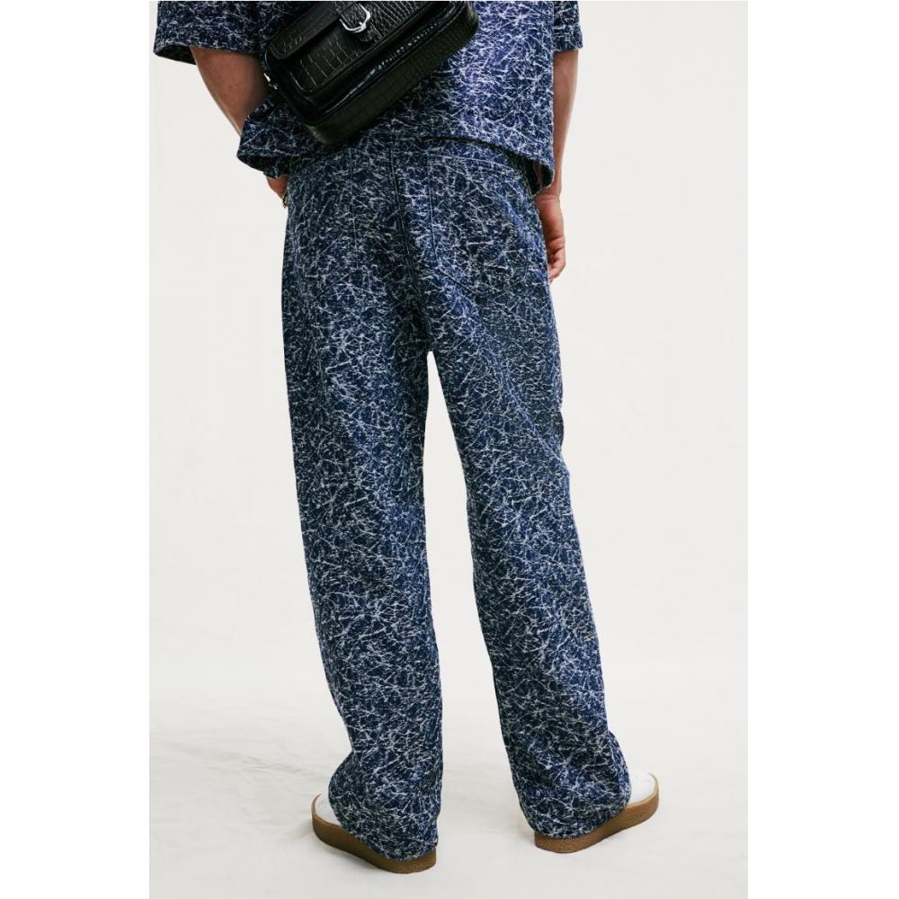 H M Pattern Baggy Jeans Blue Pattern