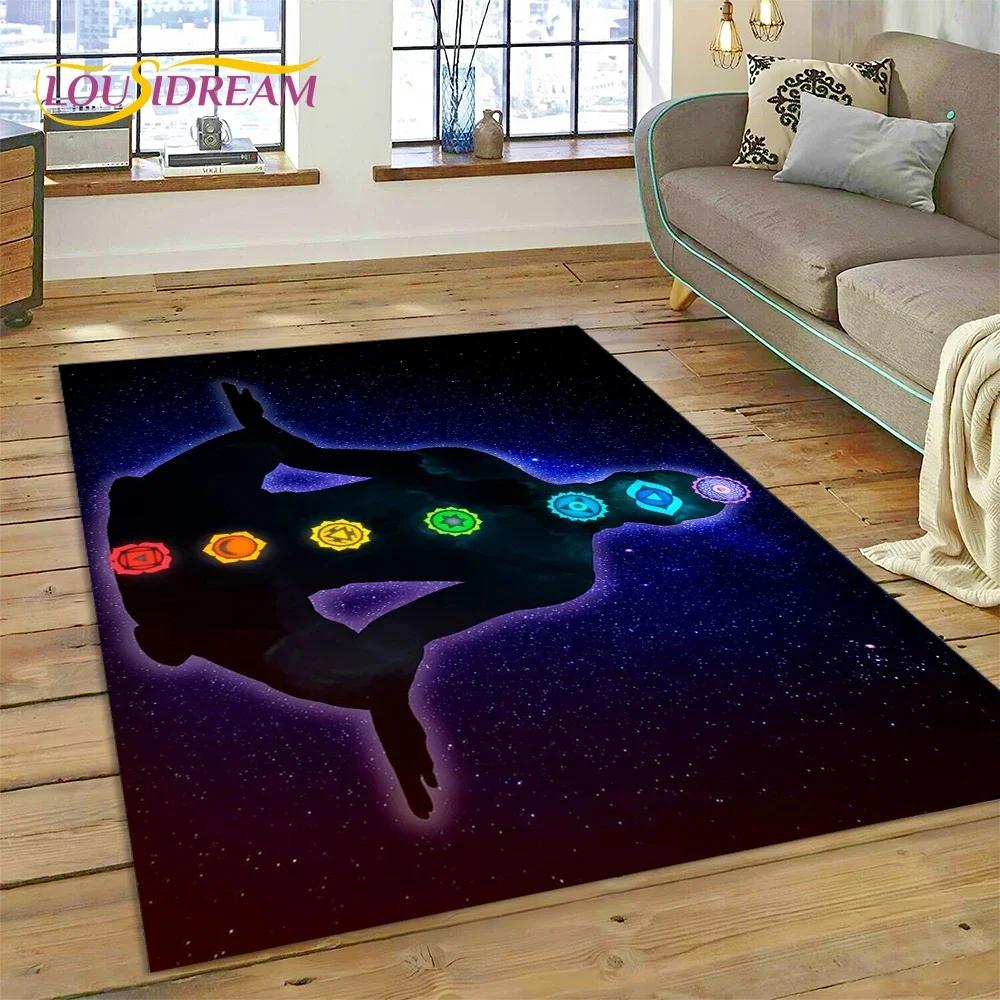 3D Yoga Meditatie Regenboog 7 Chakra Tapijt Tapijt voor Slaapkamer Woonkamer Thuis Bank Decoratie, Kinderspel Grote Decoratieve Vloermat