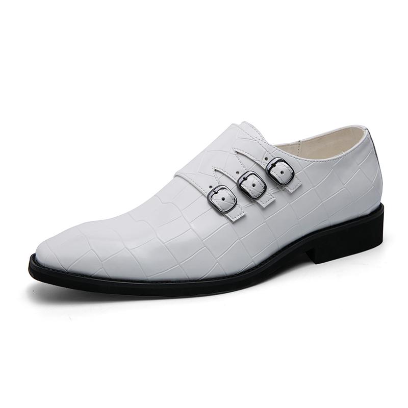 Fashion 2024 New White Monk Shoes Leather Loafers Men Dress Shoes Slip On Breathable Driving Shoes Multi Color Penny Moccasins Shoes Men