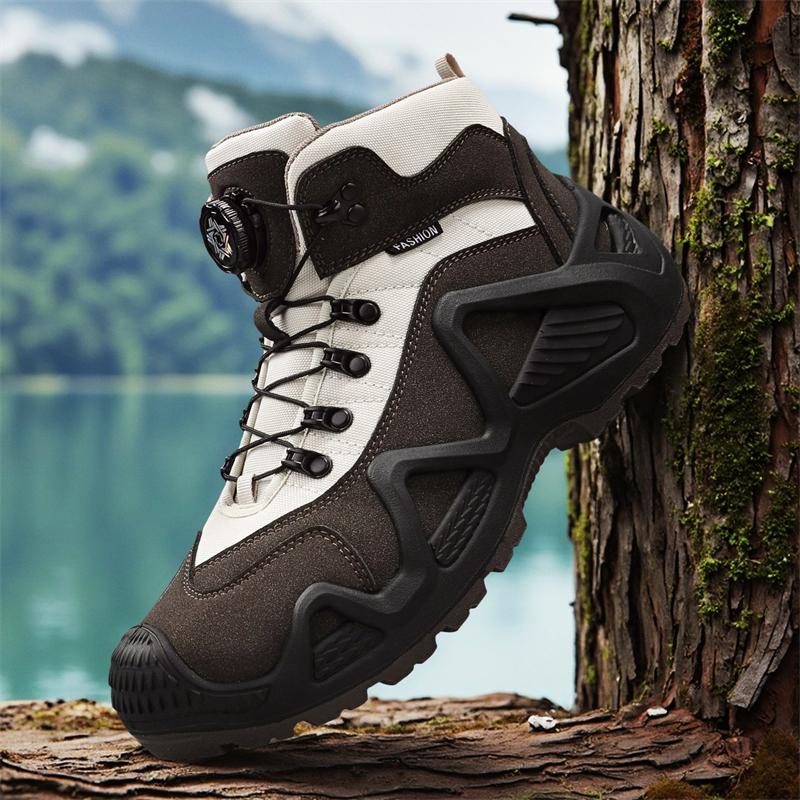 Men Tactical Boots with Straps for Combat Training Waterproof Straps Breathable Outdoor Hiking Multifunctional Motorcycle Shoes