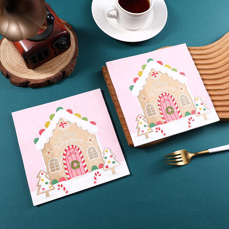 Christmas Snow House Printed Disposable Party Napkins