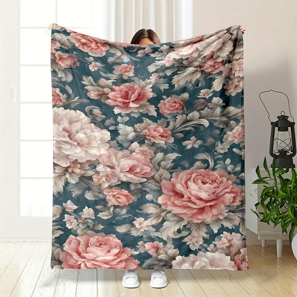 Vintage Floral Blanket bedroom Blanket for Livingroom Couch lunch break Soft throw for Friend's festival Gift