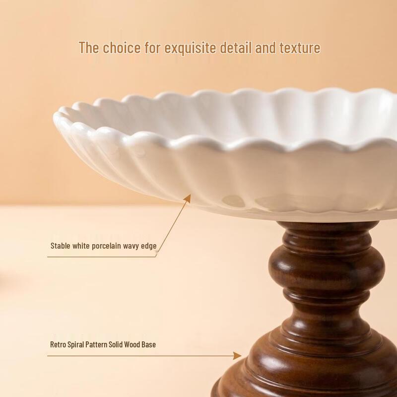 10-inch High-Footed Wooden Cake Stand with Glass Dome