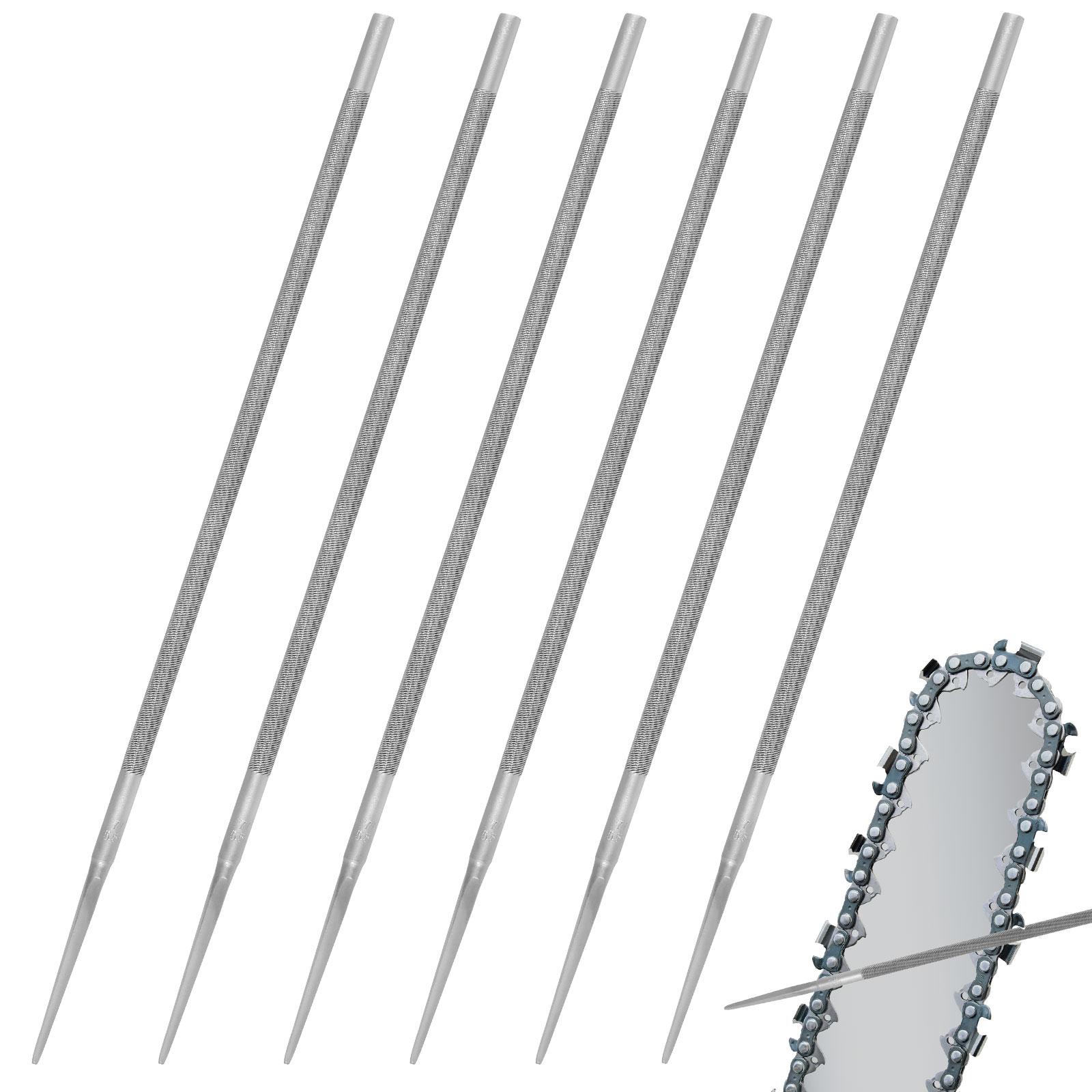 6Pcs Chainsaw Sharpening Files 4.8/5.5mm Round Carbon Steel Chain Saw Files High Precision Woodworking Chain Saw Sharpening