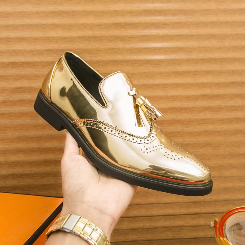 

Размер 38-46 Модная мужская обувь Обувь на блочном каблуке Мужская повседневная удобная обувь из маленькой кожи Мужская деловая офисная банкетная обувь Бренд Lefu 46 золотистый