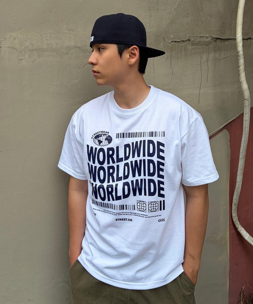 TAILOR STUDIO Worldwide Short Sleeve T-Shirt (White)