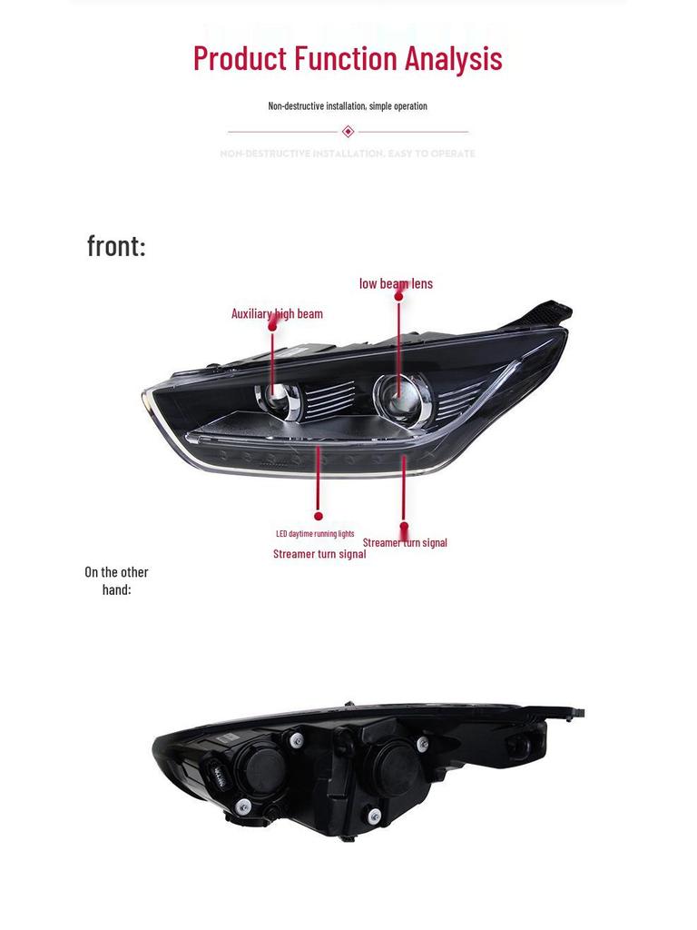 15-18 Ford Focus LED Headlight Assembly with Sequential Turn Signals & Xenon Lights