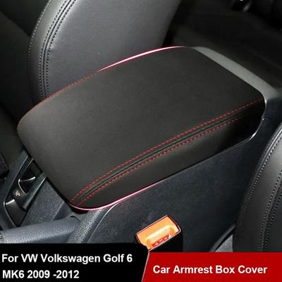 Caja Reposabrazos Coche Tapa Consola Central Cubierta Reposabrazos Accesorios Interiores Cubierta Cuero PU para VW Volkswagen Golf 6 MK6 2009 -2012