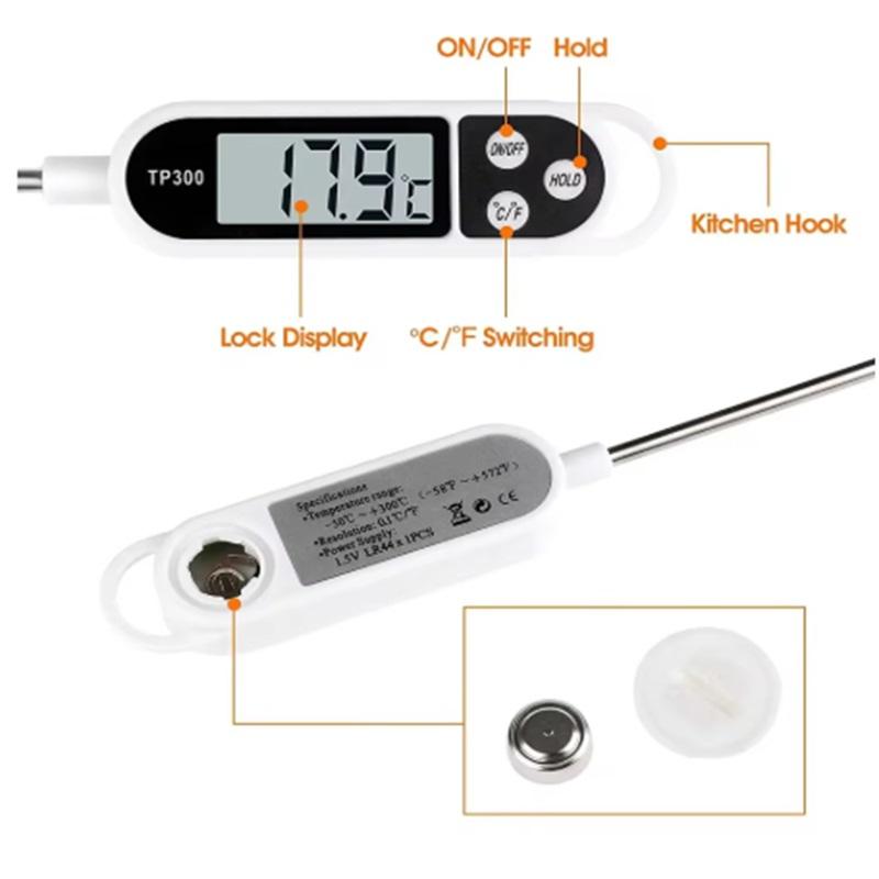 Stainless Steel Probe Type Meat Thermometer Household Food Thermometer Pen Type Milk Temperature Cooking Food Thermometer