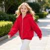 Big Girls' Fashion Color Long Sleeve Hooded Pullover Sweatshirt with Zipper