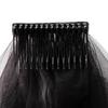 2-Tier Women Black Wedding Veil Embroidery Floral Lace Sheer Tulle Hair Accessories with Comb
