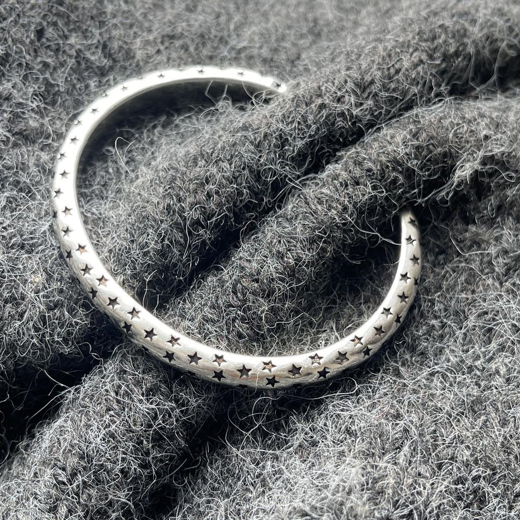 100% Solid 925 Sterling Silver Retro Bracelet for Women Men Vintage Handmade Black Star Bracelet Birthday Gift