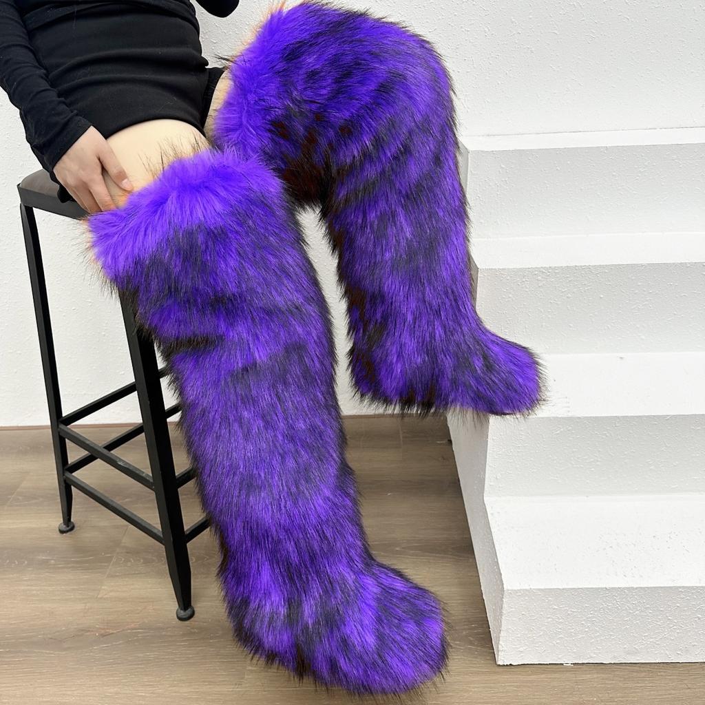 IPPEUM Winter Plüsch Lange Stiefel 2025 Kniehohe Stiefel für Damen Schuhe Über Kniehohe Pelzstiefel