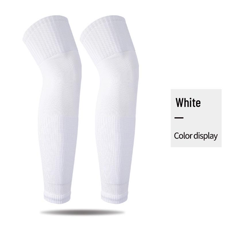 Professional Over-the-Knee Football Socks: Breathable, Sweat-Wicking, High Elastic Shin Guard Design Adult One Size белый