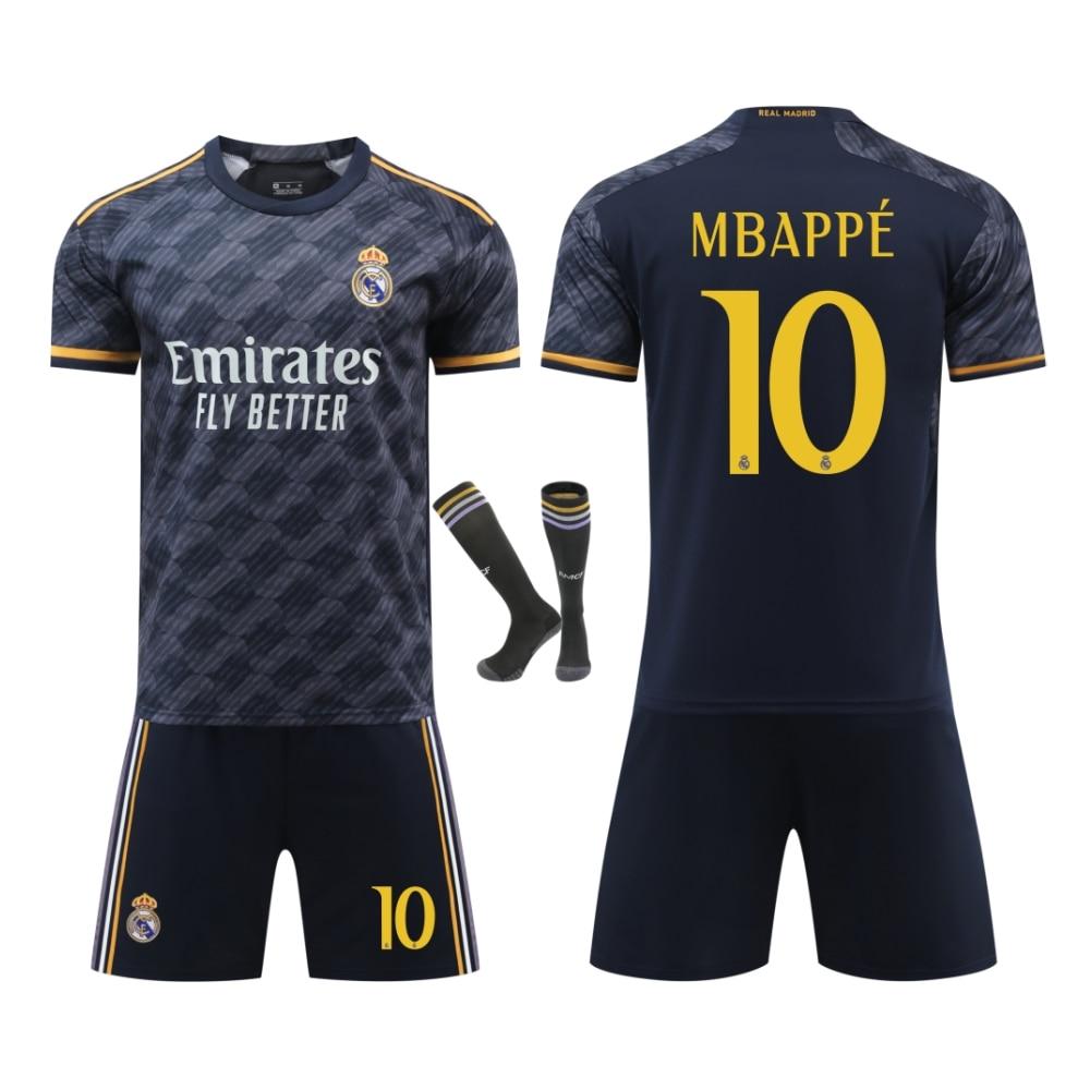 Real Madrid Mbappe Kids Soccer Jersey Training T-Shirt Sports Wear Black Polyester