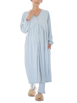 Umstands-Schlafanzug mit offenem Vorderteil, Langarm, Baumwollmischung, Weich, Glatt, Umschaltbar, Gerafft, Für Krankenhausaufenthalte, L, Saxophon [ANGELIEBE] Pränatal/Postnatal