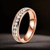 Stainless Steel Ring with Star-Inlaid Diamonds, Fade-Resistant, Titanium Finish