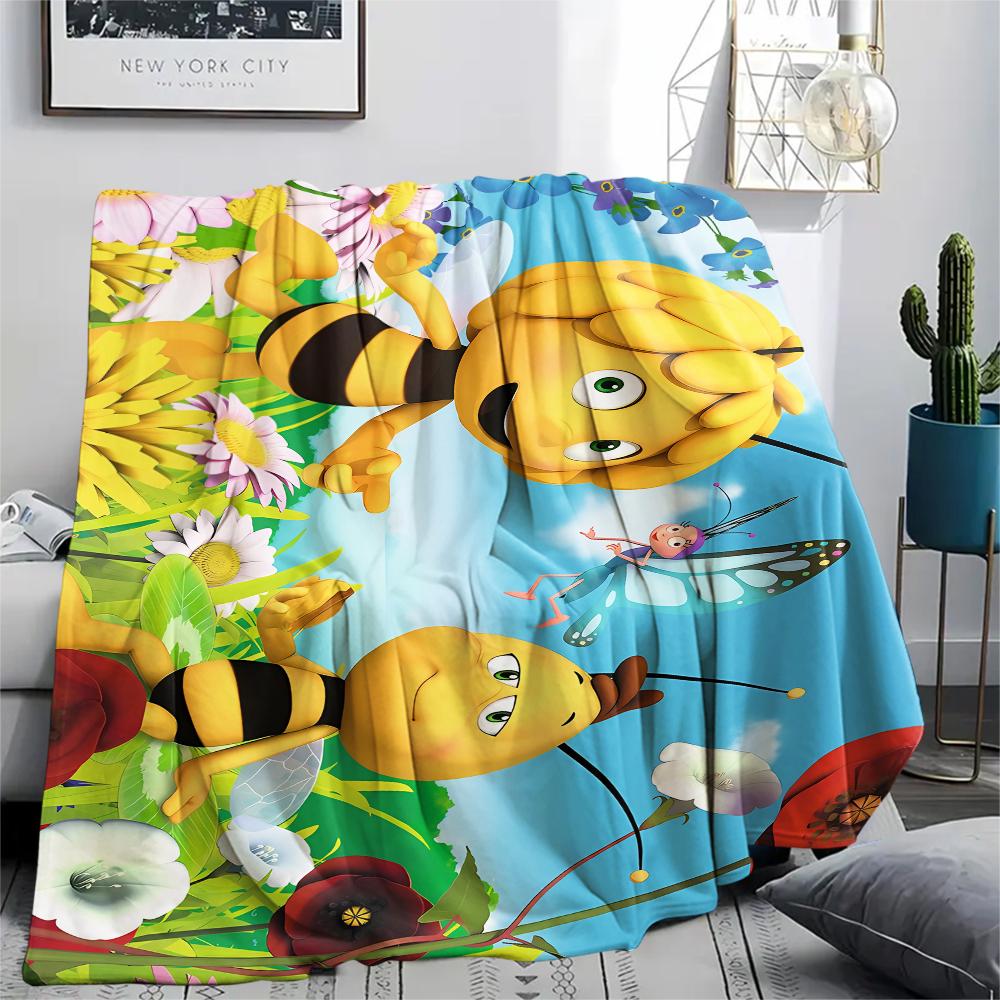 Maya the Bee Print Flannel Blanket,High Quality Comfortable for All Seasons,Home Decor,Warmth and Comfort,Perfect for Christmas Gifts