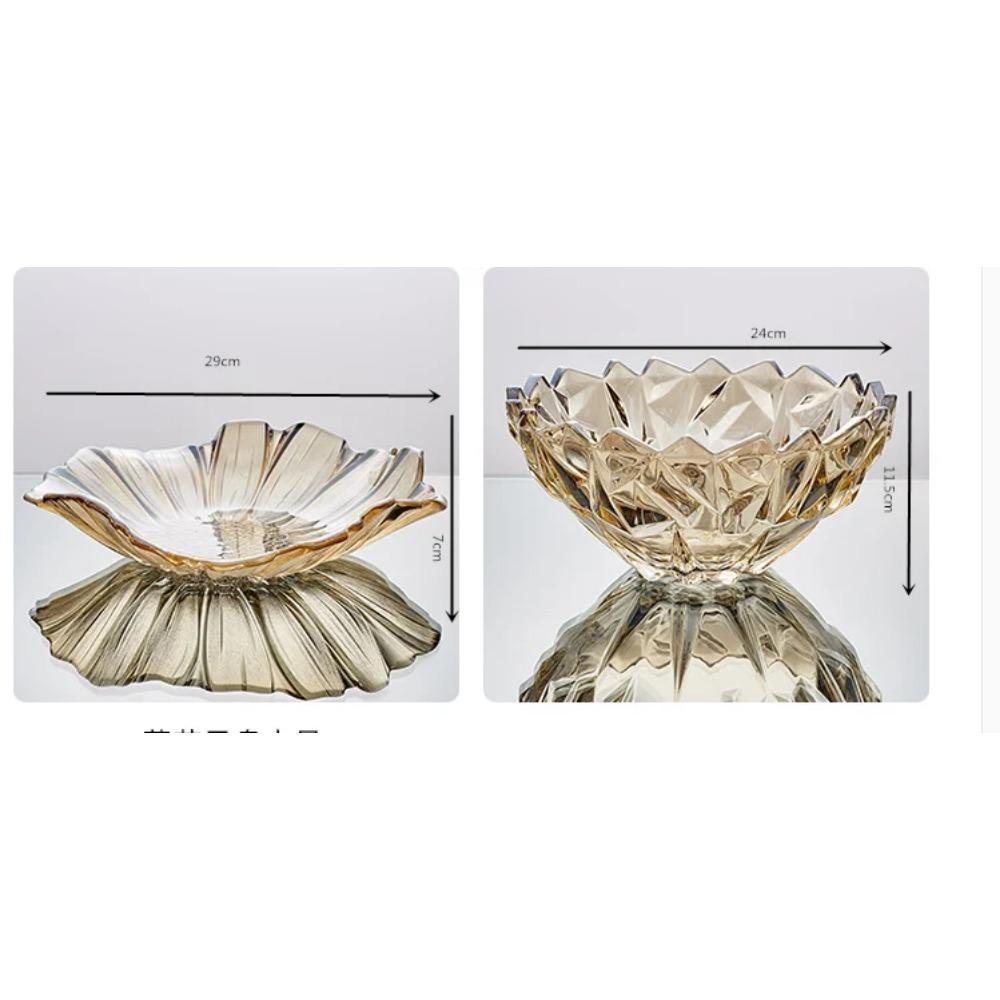Szklany Kryształowy Talerz na Owoce Salon Stolik Kawowy Dekoracja Jadalni Domowy Talerz na Przekąski Suszone Owoce Ozdoby na Biurko
