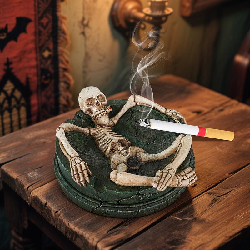 Creative Personality Skull Human Body Resin Ashtray Home Desktop Decoration Ornaments Halloween Gifts Ashtray Home Gadgets Smoke