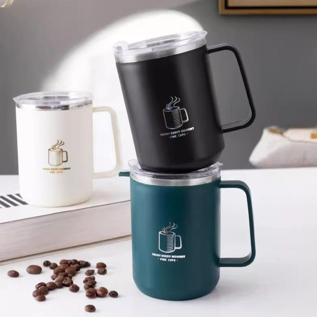 304 Stainless Steel Double-Wall Mug Tumbler Insulated Anti Scalding Drinking Cup With Handle Portable Reusable Drinkwar