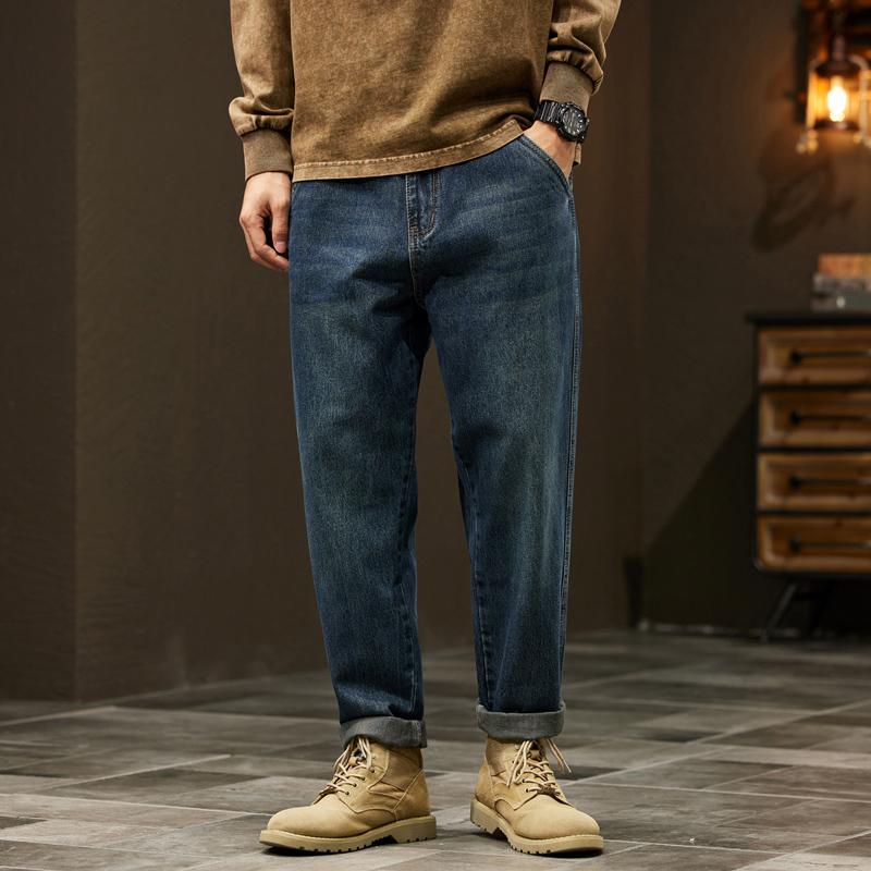 Men's Cotton Jeans High Quality Loose Harem Pants Fashion Baggy Casual Outdoor Work Denim Pants Brand Men's Clothing